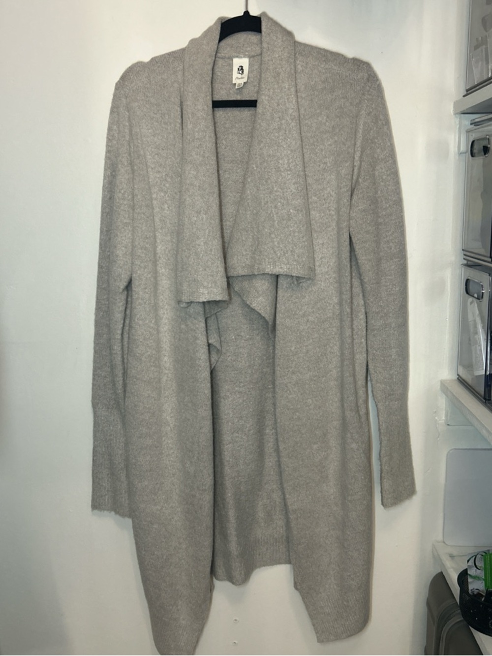 LAWLESS Light Gray Open-Front Draped Cardigan